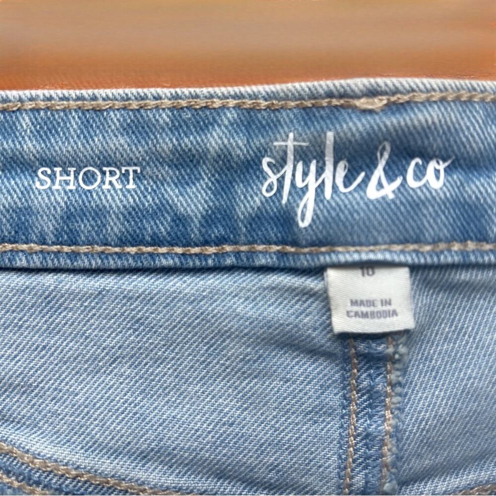 NWT Style & Company Jean Shorts Woman's Size 10 Blue High Rise Slimming - Picture 7 of 7